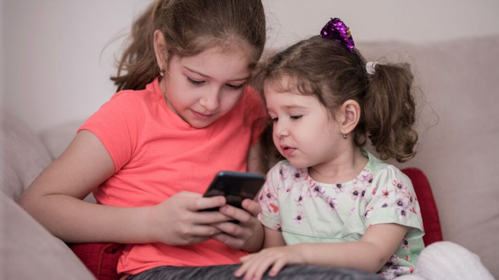 children using phone